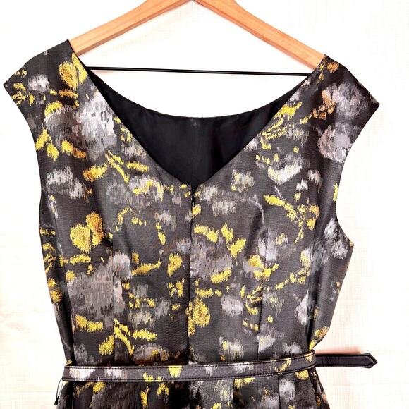 ELIZA J Jaquard Fit & Flare Dress Size 14 Party Floral Metallic Festive Holiday - Picture 8 of 16